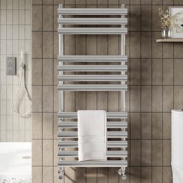 Joseph Miles Instyle Flat Panel Straight Chrome Towel Rail 500mm Wide - Carbon Steel