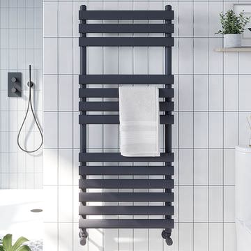 Joseph Miles Instyle Flat Panel Straight Anthracite Towel Rail 500mm Wide - Carbon Steel