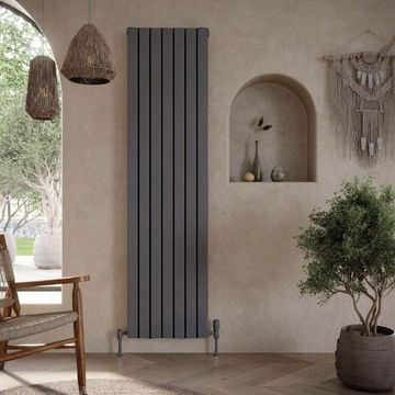 Joseph Miles Bravo Vertical Tubular Column Anthracite Radiator - Steel - Double Panel