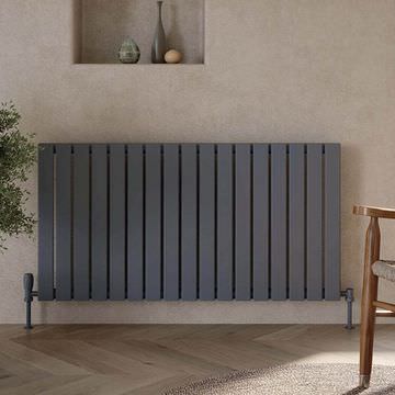 Joseph Miles Bravo Horizontal Flat Bar Anthracite Radiator - Steel - Double Panel