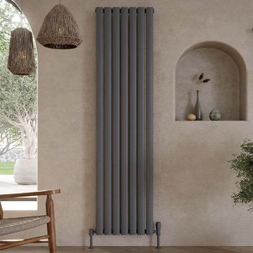 Joseph Miles Apex Vertical Tubular Column Anthracite Radiator 1800mm High - Steel
