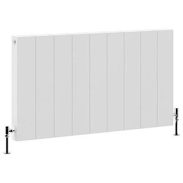 DQ Heating Vela Flat White Designer Radiator 600mm High - Aluminium - Double Panel