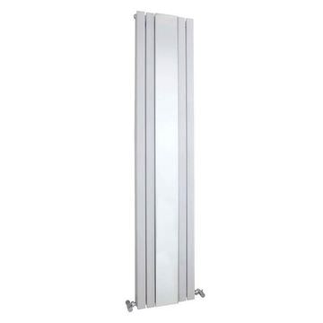 Hudson Reed Sloane Vertical Flat White Radiator with Mirror 381 x 1800mm - Double Panel