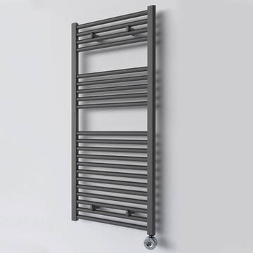 Reina Diva Straight Anthracite Ladder Heated Towel Rail - 600mm Wide - Steel