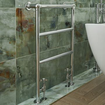 Heritage Portland Floorstanding Traditional Chrome Towel Rail 574 x 850mm - Standard Steel