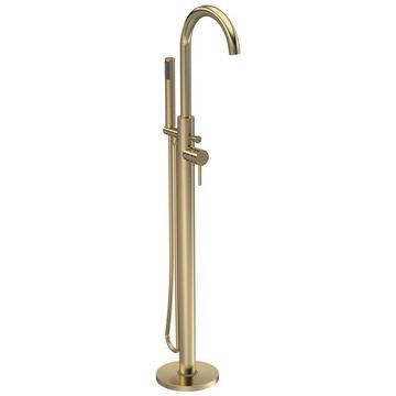 Hudson Reed Tec Floorstanding Bath Mixer Tap with Shower Handset and Hose Brass