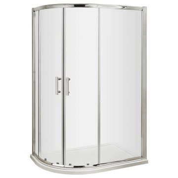 Nuie Pacific Offset Quadrant Shower Enclosure with Handle - Aluminium Frame - 2 Door Chrome