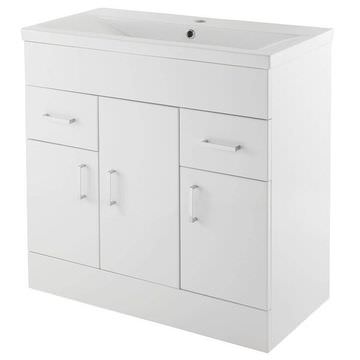 Nuie Eden Floor-Standing 3 Door And 2 Drawer Cabinet With Basin White