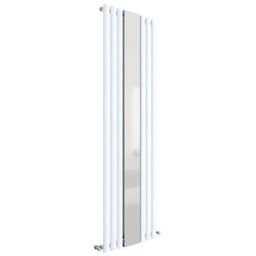 Hudson Reed Revive Tubular Column White Radiator with Mirror 499 x 1800mm - Steel