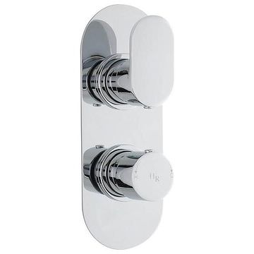 Hudson Reed Reign Concealed Oval Thermostatic Chrome Shower Valve - 2 Controls