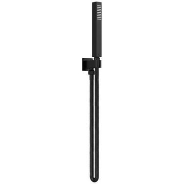 Hudson Reed Square Matt Black Shower Handset with Hose and Wall Bracket - Single Spray Mode