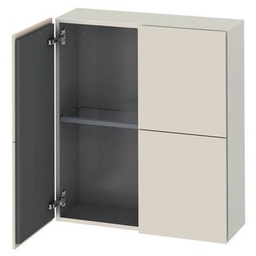 Duravit L-Cube Wall Hung Semi-Tall Handle-less Matt Taupe Cabinet 700 x 800mm - Two Door