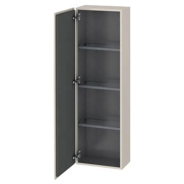 Duravit L-Cube Wall Hung Matt Taupe Tall Bathroom Unit - Single Door - 3 Glass Shelves