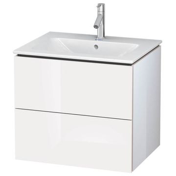 Duravit L-Cube Wall Mounted Gloss White Vanity Unit for Me-By-Starck Basin - Two Drawer