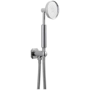 Crosswater Waldorf Traditional Round Chrome Shower Handset with Hose and Wall Outlet