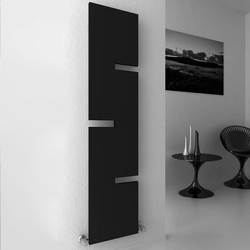 Reina Fiore Designer Flat Panel Anthracite Radiator with Asymmetric Cut Outs - Mild Steel