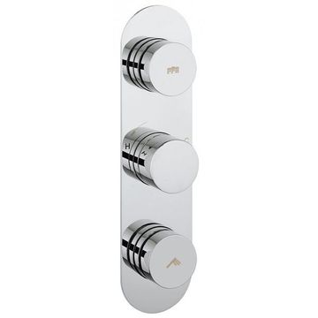 Crosswater Dial-Central Recessed Thermostatic Shower Valve - 3 Controls - Oval Trim Chrome