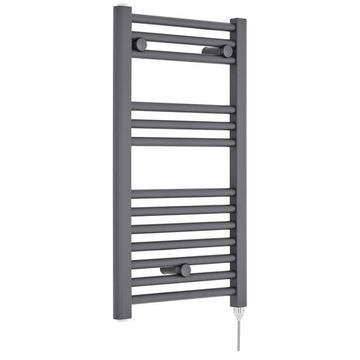 Nuie Straight Anthracite Electric Towel Rail with Heating Element 400 x 720mm - Steel