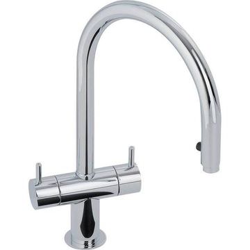 Abode Hesta Contemporary Chrome Pull-Out Kitchen Mixer Tap with Curved Swivel Spout