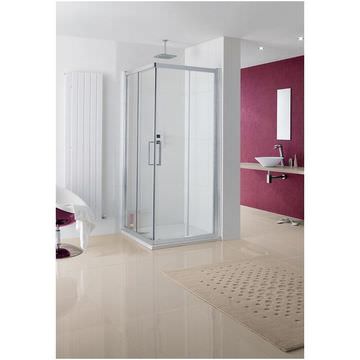 Lakes Coastline Malmo Silver Aluminium Frame Reversible Rectangular Corner Entry Shower Cubicle - 2000mm Height