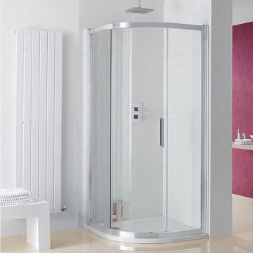 Lakes Coastline Sorong Semi-Frameless Sliding Offset Quadrant Door - Ex-Display Chrome
