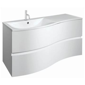Crosswater Svelte Gloss White One-Piece Curved Wall Hung Vanity Unit - 1000 x 540mm