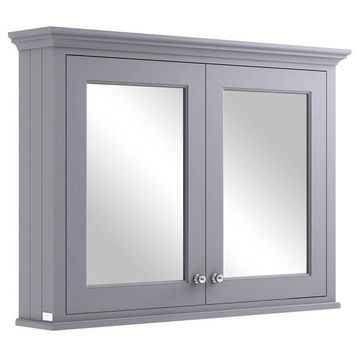 Bayswater Wall Hung Traditional Plummett Grey Mirror Cabinet with Handles - 1050 x 752mm
