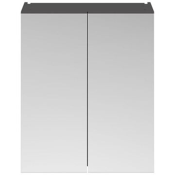 Nuie Athena 50-50 Wall Hung Gloss Grey Mirror Cabinet - Handle-Less Design - Two Door