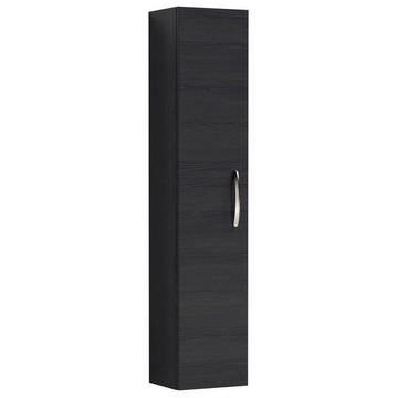Nuie Athena Charcoal Black Wall Hung Tall Bathroom Storage Cabinet with Handle 300 x 1433mm - One Door