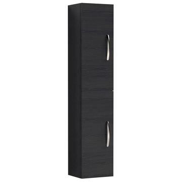 Nuie Athena Wall Hung Charcoal Black Tall Boy Unit with Handles 300 x 1433mm - 2 Door