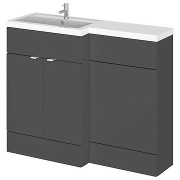 Hudson Reed Fusion Floorstanding Gloss Grey Fitted Furniture Pack 1100 x 864mm - 2 Doors
