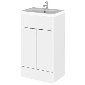 Hudson Reed Fusion Floorstanding Gloss White Vanity Unit with Basin - Two Door