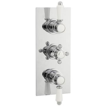 Nuie Victorian Rectangular Triple Concealed Thermostatic Shower Valve Chrome