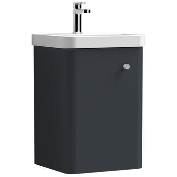 Nuie Core Wall Hung Soft Black Vanity Unit with Basin - 404 x 589mm - 1 Door