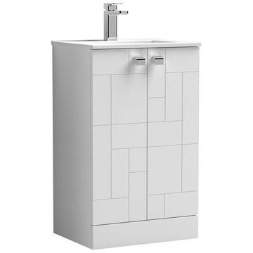 Nuie Blocks Floorstanding Satin White Vanity Unit - 2 Door - 610 x 810mm - Ex-Display