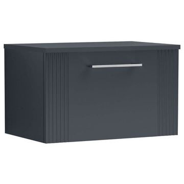 Nuie Deco Semi-Fluted Satin Anthracite Countertop Vanity Unit with Worktop - 1 Drawer