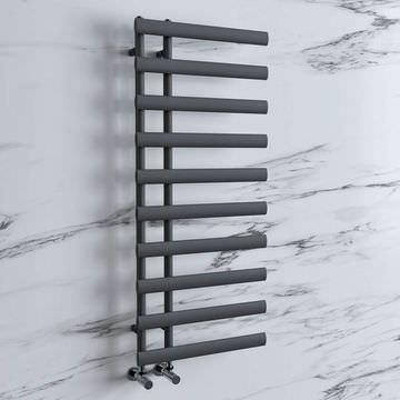 Reina Grace Anthracite Designer Towel Rail with Oval Tubes 500mm Wide - Steel