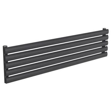 Reina Nevah Horizontal Tubular Column Anthracite Designer Radiator 295mm High - Mild Steel