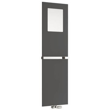 Reina Albi Designer Flat Panel Anthracite Radiator with Square Mirror 500 x 1790mm - Steel