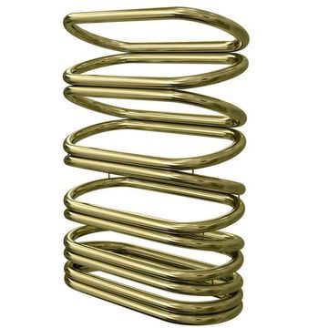Aeon Ellips Vertical Helix Gold Polished Designer Towel Radiator 600mm Wide - Stainless Steel