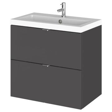 Hudson Reed Fusion 2 Drawer Wall Hung Full-Depth Vanity Unit with Handles 600 x 540mm - Ex-Display