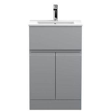 Hudson Reed Urban Floorstanding Satin Grey Vanity Unit with Basin - Two Door and Drawer