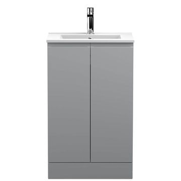 Hudson Reed Urban Floorstanding Satin Grey Vanity Unit with Basin - Two Door