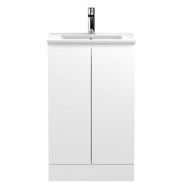 Hudson Reed Urban Floorstanding Satin White Vanity Unit with Basin - Two Door
