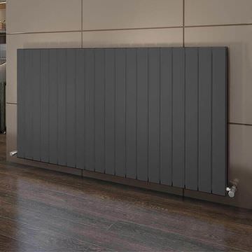 Tivolis Vigo Horizontal Flat Anthracite Radiator 600mm High - Steel - Double Panel