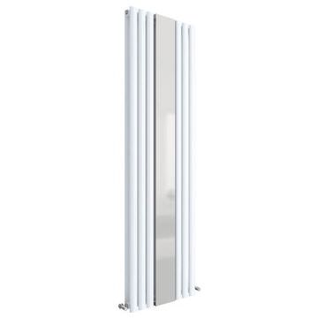 Hudson Reed Revive White Designer Radiator with Mirror 1800mm High - Double Panel