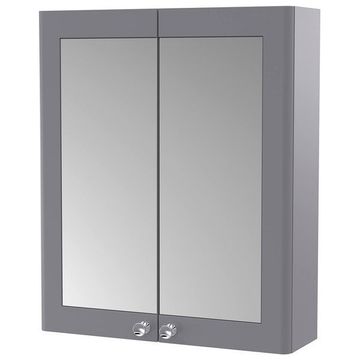 Nuie Classique Wall Hung Traditional Satin Grey Mirror Cabinet - 600 x 715mm