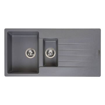 Reginox Harlem-15 Grey Granite Kitchen Sink with Drainer 1000 x 500mm - 1.5 Bowl