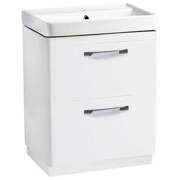 Tavistock Compass Floorstanding Gloss White Vanity Unit with Basin - 2 Drawer - 604 x 840