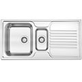 Reginox Senator-15 Stainless Steel Kitchen Sink with Drainer 1000 x 500mm - 1.5 Bowl small Image 4
